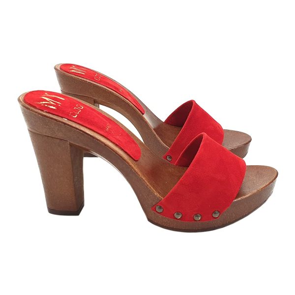 Red clogs in suede Heel 10 - MY810 CAM ROSSO (4 US, ROSSO) - Image 3