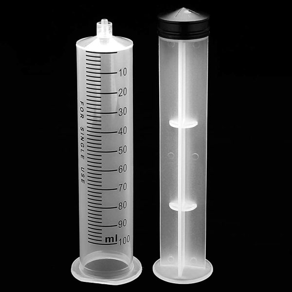 2 Pack 100 ML Syringe for Nutrient Measuring 100cm Tube