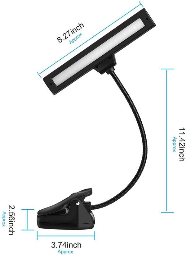 Rechargeable Book Light, Clip On Music Stand Light, 19 LEDs Reading Light - 3 Level Brightness Settings 3 Color Temperature Optional, LED Desk Lamp Perfect for Piano, Reading, Sewing, Working, Office - Image 6