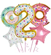 Donut Balloon Party Decorations With White Large Doughnut Number 2 Balloon Round Donut and Star M...