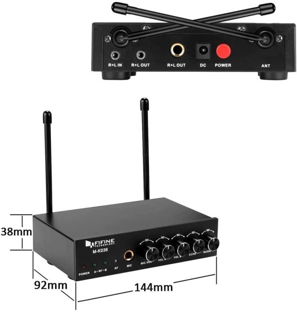 Fifine Wireless Microphone System with Dual Mics for Karaoke Party, M-K036 - Image 4