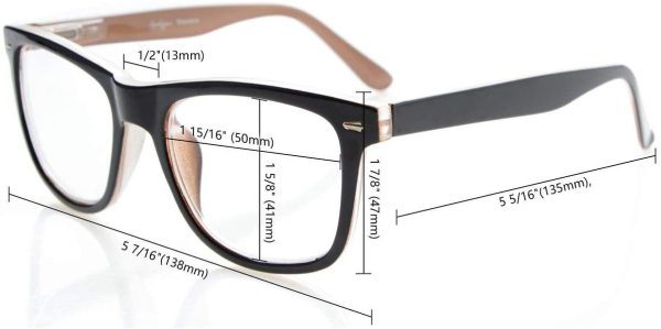 Eyekepper Readers Square Large Lenses Spring-Hinges Reading Glasses Men Women Black - Image 5