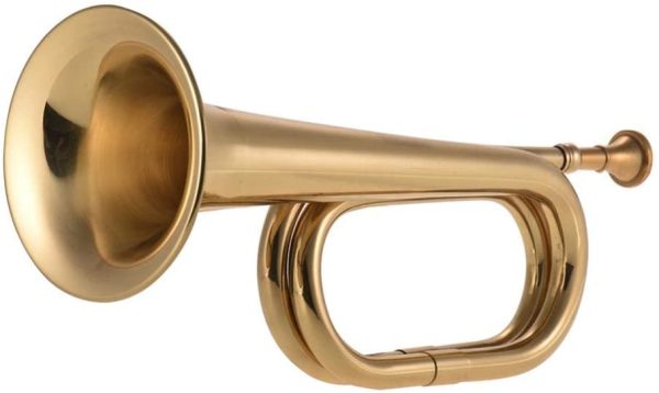 B Flat Bugle Call Trumpet Cavalry Horn Brass Instrument with Mouthpiece for School Band - Image 2