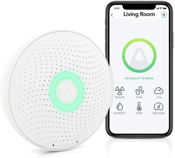 Airthings Wave Plus Indoor Air Quality Monitor with Radon Detection ??Free App & Web Dashboard ??Easy-to-Use ??Radon, Tvocs, Co2, Temperature, Humidity & Air Pressure ??Bluetooth ??Battery Operated