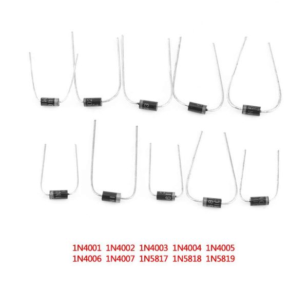 200pcs 10Values Rectifier Diode Assortment Electronic Kit 1N4001~1N4007 1N5817~1N5819 Electronic Rectifier Diode Resistor Capacitor Transistor with Box