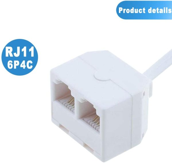 Telephone Splitter, 3-Pack  RJ11 Male to Female Two Way Phone Line Splitter Converter Cable - Image 2