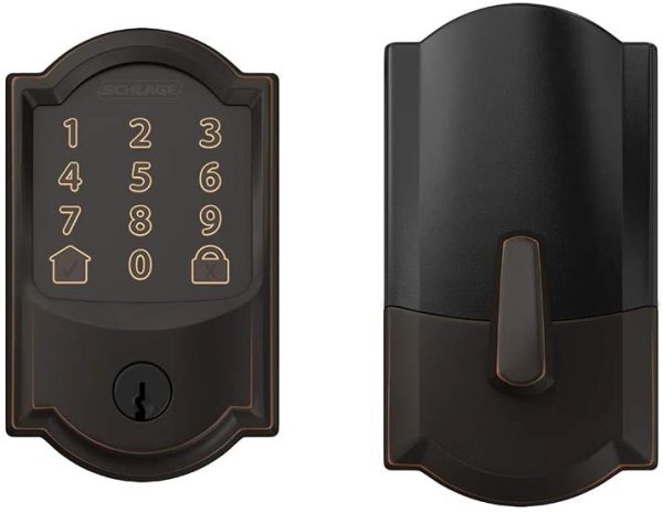 Schlage Encode Smart WiFi Deadbolt with Camelot Trim in Aged Bronze (BE489WB CAM 716) - Image 2