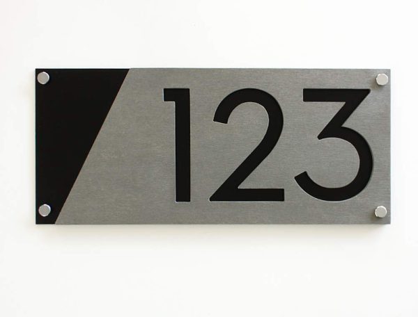 Modern House Numbers, Rectangle Concrete with Black Acrylic - Contemporary Home Address -Sign Plaque - Door Number - Image 5