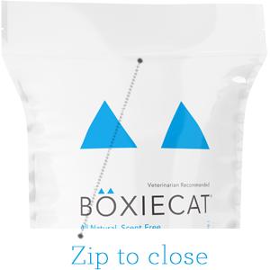 Boxiecat 16 lb packaging has a press to close zipper