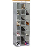 SimpleHouseware Hanging Shoe Shelves Closet Organizer Storage, Grey, 24 Sections