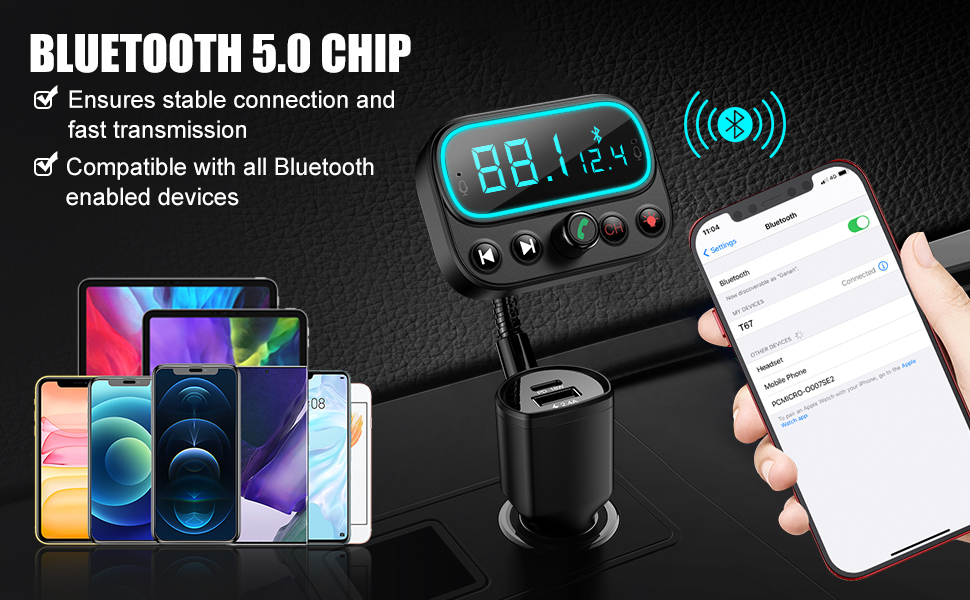 fm transmitter for car bluetooth