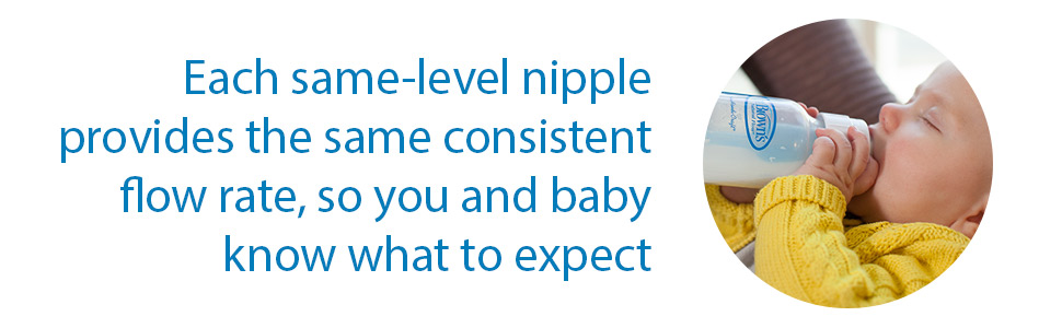 Each same-level nipple provides the same consistent flow rate, so you and baby know what to expect