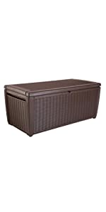 Keter Sumatra 135 gallon deck box garden bench outdoor storage patio seating box