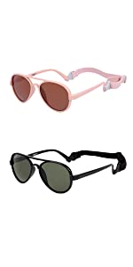 COCOSAND Aviator Toddler Sunglasses with Strap