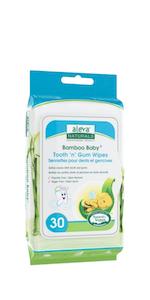 aleva naturals bamboo baby tooth and gum wipes,sugar and fluoride free, unbleached wipes, baby wipes