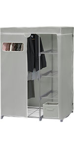 Freestanding Clothes Garment Organizer Closet with Cover, Silver