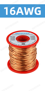 bntechgo 16AWG 16ga 16g 16gauge enameled magnetic varnished copper wire enameled magnet coated wire