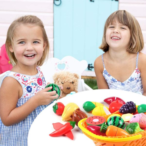 AMOSTING Kids Play Kitchen Set,Pretend Play Food Set,Cutting Fruits and Vegetables Educational Toys Cooking Set - Image 7