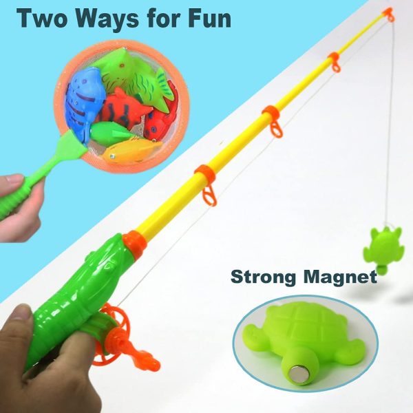 Magnetic Fishing Game Bath Toys for Kids Ages 4-8, 2 Fishing Poles 2 Fishing Nets and 38 Floating Magnet Ocean Sea Animals Bathtub Toys for Kids - Image 3