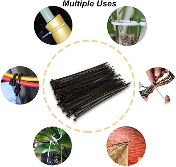 Cable Zip Ties, Industrial Nylon Zip Ties Self-Locking Wire Tie Wraps with 18 lbs Tensile Strength, UV & Heat Resistant (3.9Inch, Black) - Image 7