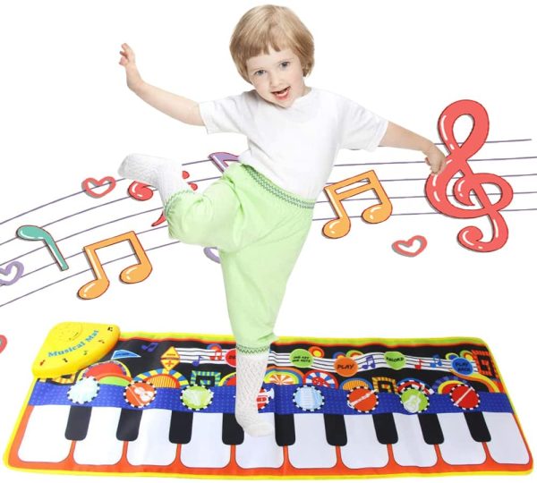 Kids Piano Mat,43*14" Baby Piano Musical Mat Keyboard Music Mat with 8 Instrument Sounds Touch Play Dancing Mat for 1-5 Years Old Kids Girls and Boys