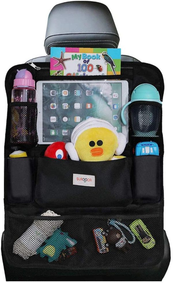 SURDOCA Car Seat Organizer for Kids, 4th Generation Enhanced Car Organizers for 9.7iPad, 9 Pockets, PVC-Free, Kids Toy Storage, Water Proof Back Seat Protector (Black, 1) - Image 3