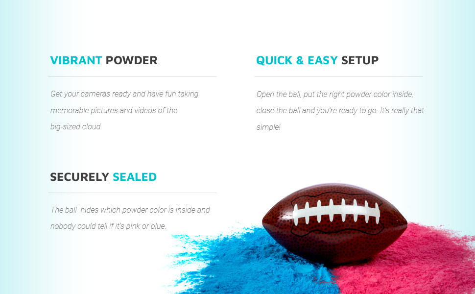gender reveal football with both pink blue powder ball