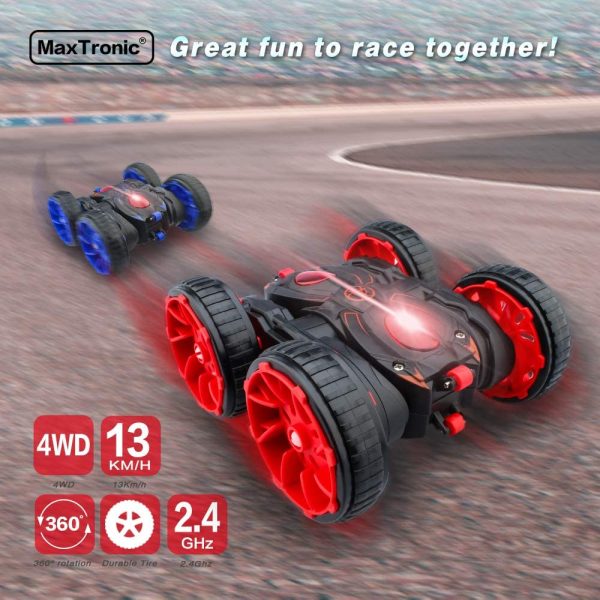 Remote Control Cars, RC Cars 2.4Ghz 8 Mph High Speed RC Stunt Car, All Terrain Off Road 4WD Double Sided 360C Rotation & Flips Car Toy for 4-12 Years Old Boys & Girls - Image 3