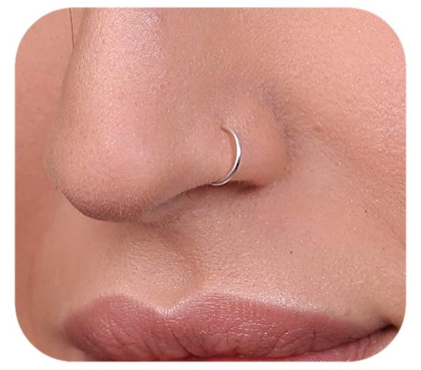 Tiny Silver Nose Ring - 20 G 925 Sterling silver Nose Rings hoop - Image 2