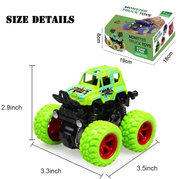 Monster Truck Toy Cars for Boys, 4 Pack Push Cars for Toddlers, 360 Degree Rotation 4 Wheels Drive Durable Friction Powered Car Toys for Christmas Kids Birthday Party, Gift for 3 4 5 6 7 8 Year Old Boys Girls - Image 7