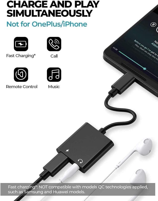 USB Type C to 3.5mm Headphone and Charger Adapter, 2-in-1 USB C to AUX Mic Jack with PD 30W Fast Charging for Stereo,Compatible with Huawei P30 20 Pro/Mate 20 Pro/Google Pixel/Samsung/OnePlus/More USB - Image 8