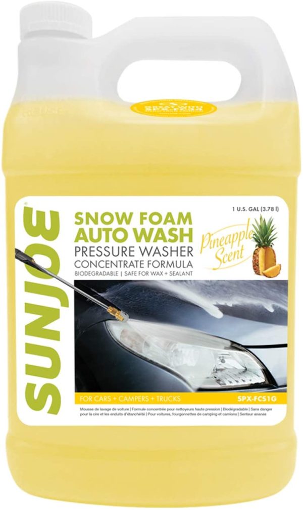 Sun Joe SPX-FCS1G Premium Snow Foam Cannon Pineapple Pressure Washer Rated Car Wash Soap and Cleaner, 1-Gallon