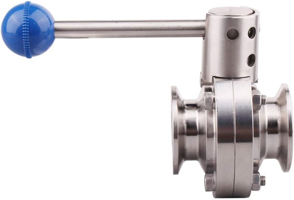 Sanitary Butterfly Valve with Pull Handle Stainless Steel 304 Tri Clamp Clover (1 Inch)