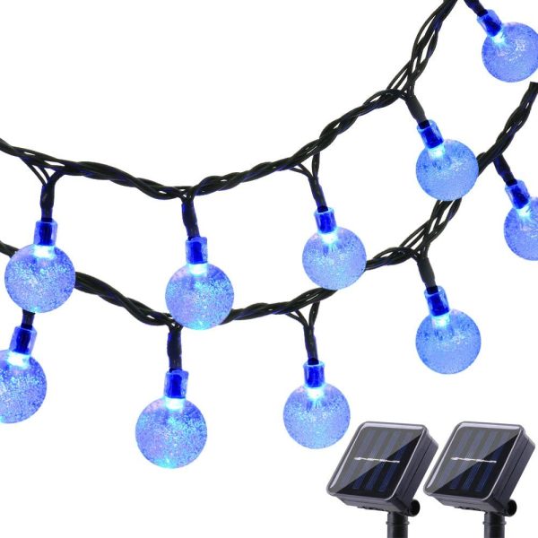 Lyhope Solar Outdoor String Lights, 2 Pack Total 40ft 60 LED Crystal Ball Waterproof Solar Powered Globe Lights for Garden Patio Bistro Cafe Gazebo Holiday Party Outdoor Decorations (Blue) - Image 2