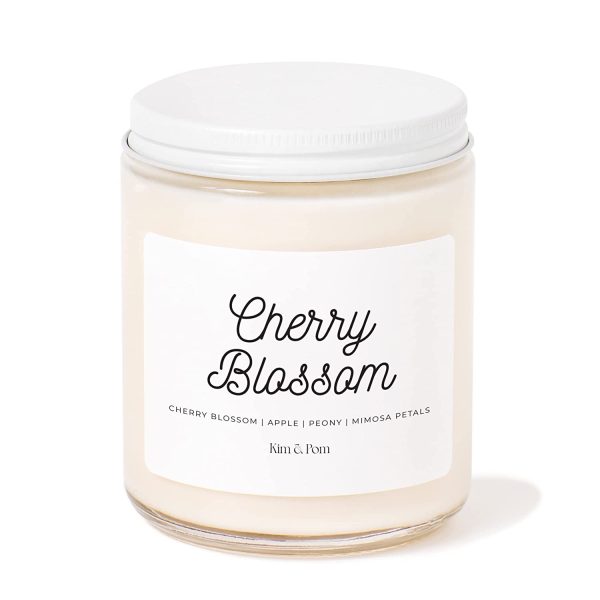 Kim and Pom Cherry Blossom Scented Candle - 100% Soy Wax | Spring Floral Scent | Gifts for Mom and Women on Birthdays, Mother's Day | Teacher Appreciation Gift - Image 5