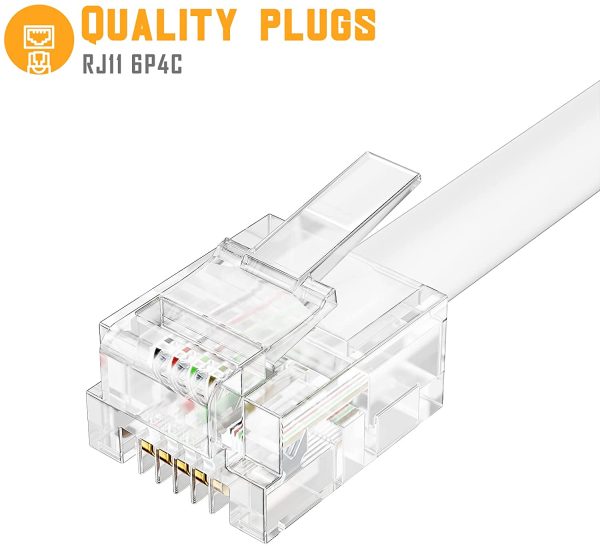 Two Way Telephone Splitters, Male to 2 Female Converter Cable RJ11 6P4C Telephone Wall Adaptor and Separator for Landline(White,2 Pack) - Image 2