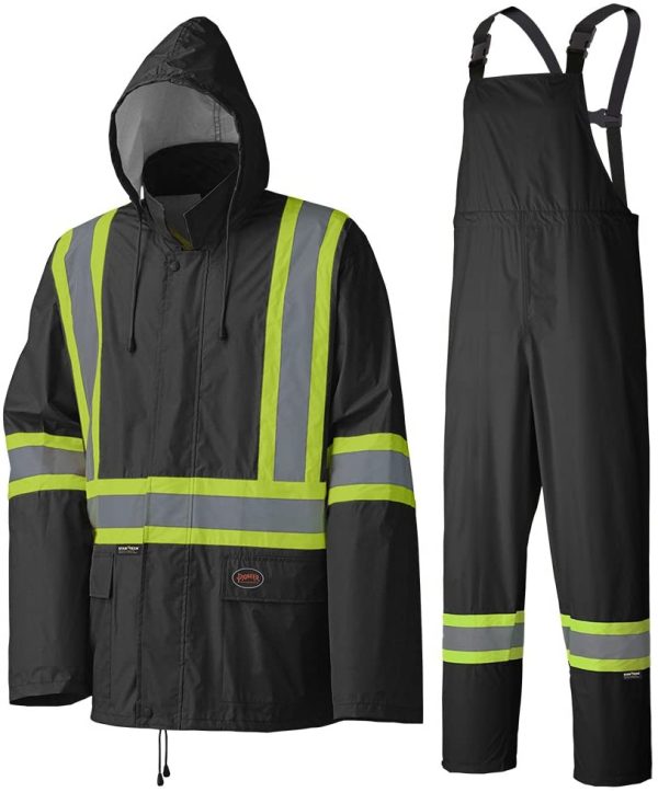 Pioneer 5599BK Lightweight Waterproof Rainsuit, High Visibility & Reflective, Jacket and Pants Combo, Double-Stitched Reflective Tape, Black, Unisex, L, V1080170-XS - Image 2