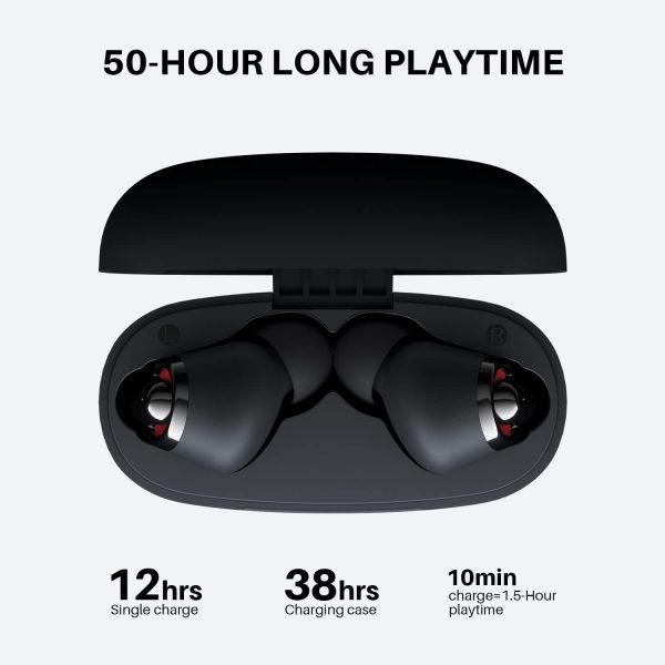 [Upgraded Version]2022 Wireless Earbuds,  Qualcomm QCC3040 Bluetooth 5.2, 4 Mics CVC 8.0 Call Noise Reduction 50H Playtime Clear Calls Volume Control True Wireless Bluetooth Earbuds Headphones, FlyBuds C1 Black