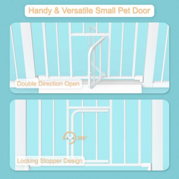 Narrow Baby Gate with Small Pet Door 29.5"-32.2" Inch Wide, Walk Through Dog Gate for Stairway Doorway Halway - Safety Child Gates Auto Close for The House - Image 7