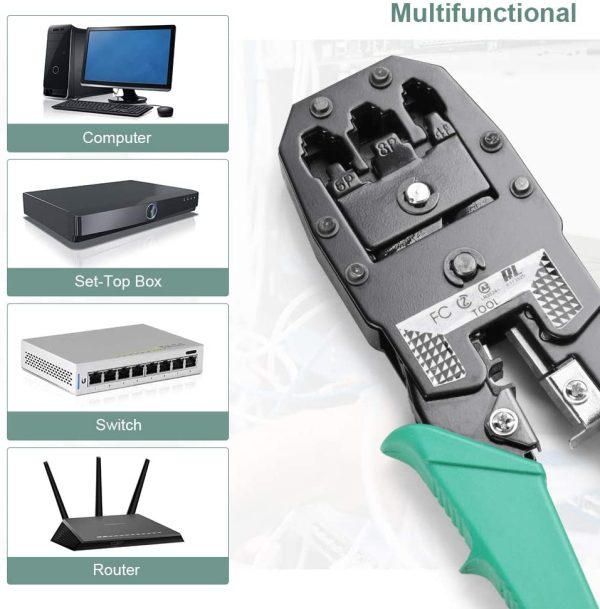 YISSVIC Network Cable Tester 13 in 1 Network Repair Kit with 10Pcs RJ45 Connectors and 2M Network Cable - Image 4