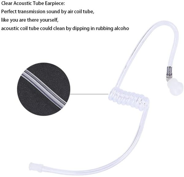 10pcs Clear Acoustic Tube Earpiece, Replacement Acoustic Air Coil Audio Tube with 2pcs Mushroom Earbuds for Two Way Radio Coil Tube Audio kit - Image 5