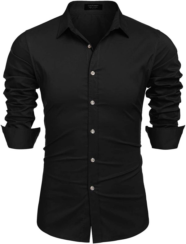 COOFANDY Men's Muscle Fit Dress Shirts Wrinkle-Free Long Sleeve Casual Button Down Shirt - Image 5