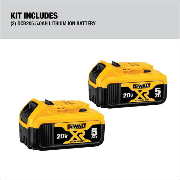 20V MAX* XR 20V Battery, 5.0-Ah, 2-Pack (DCB205-2) - Image 6