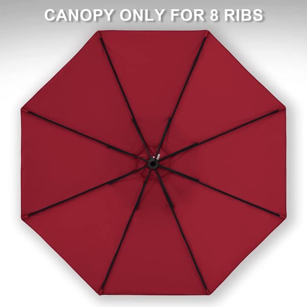 MASTERCANOPY 7.5ft Patio Umbrella Replacement Canopy Market Table Umbrella Canopy with 8 Ribs(7.5ft,Burgundy) - Image 3