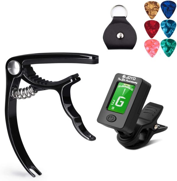 Olice Guitar Tuner and Guitar Capo Set, Clip-On Tuner Digital Electronic Tuner Acoustic with LCD Display for Guitar, Bass, Violin, Ukulele, Banjo - Image 4