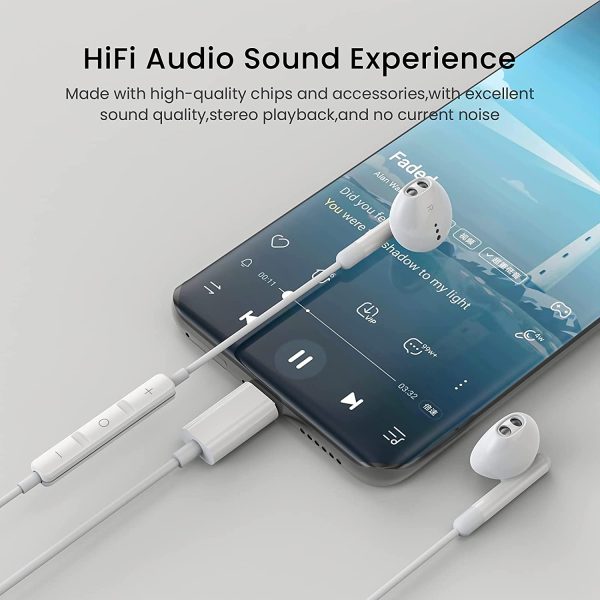 USB C Headphones/Earphones, in Ear USB C Earphones, Type C Earphone with Microphone and Volume Control Earbuds Headset Compatible with Pixel 2/3/4/5, Samsung S20/S21/Note10, Huawei Mate 20/P30 - Image 3