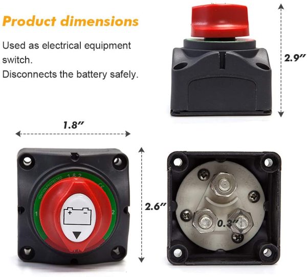 1-2-Both-Off Battery Switch 12V-60V Battery Disconnect Master Cut Shut Off for Marine Boat Car RV ATV Vehicle Heavy Duty Battery Isolator Switch - Image 7