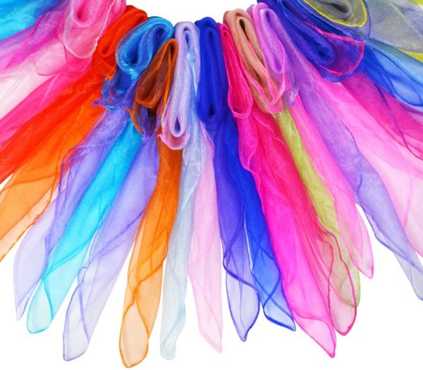 28pcs Lee-buty Dance Scarves, Square Juggling Silk Dance Scarves Play Scarves Movement Scarves Magic Tricks Performance Props Accessories 24 by 24 Inches,14 Color - Image 2