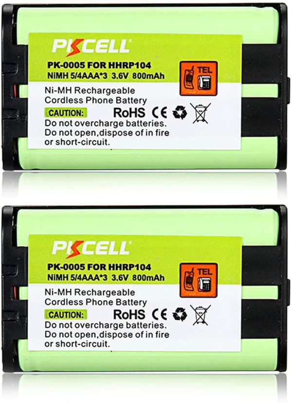 2Packs Cordless Phone Battery for PANASONIC HHR-P104 HHR-P104A Ni-MH Battery - Image 2