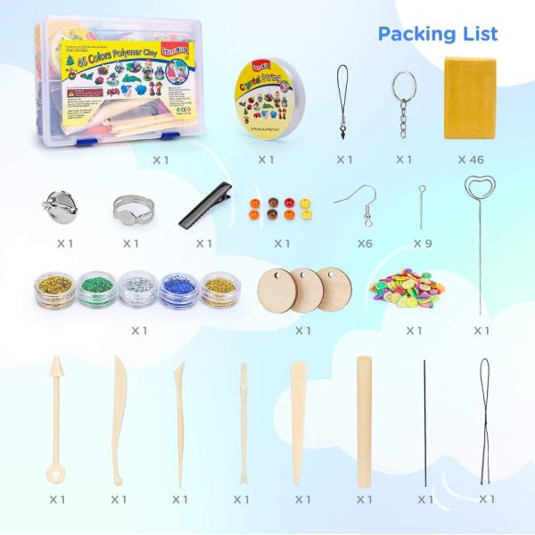 Polymer Clay Starter Kit, 46 Colors Oven Bake Clay, DIY Modeling Clay Bockers, 5 Scuplting Tools, 5 Colors Mica Powder, 40 Jewelry Accessories for Kids and Adult - Image 2